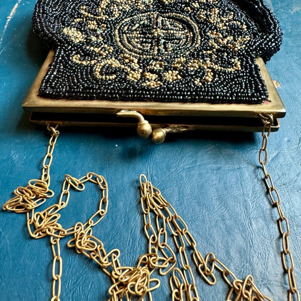 Vintage small beaded wallet coin purse roaring 20s style - Picture 2 of 12